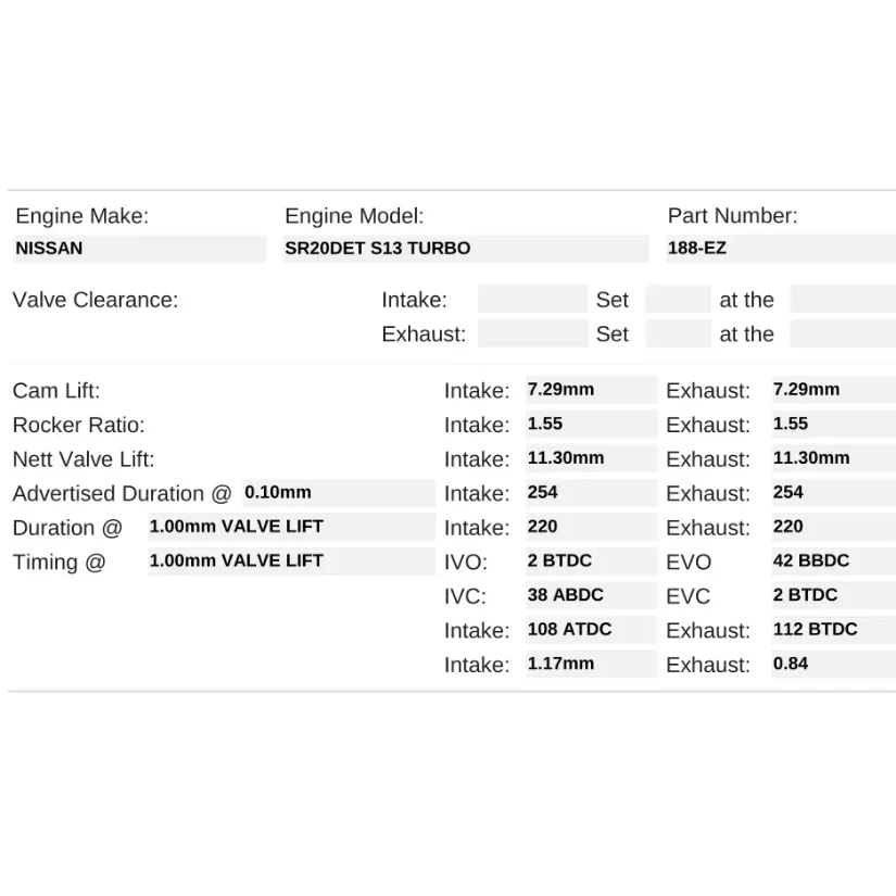 Kelford Cams 254/254 Drop-In Cam Nissan SR20DET S13 Turbo - Image 2