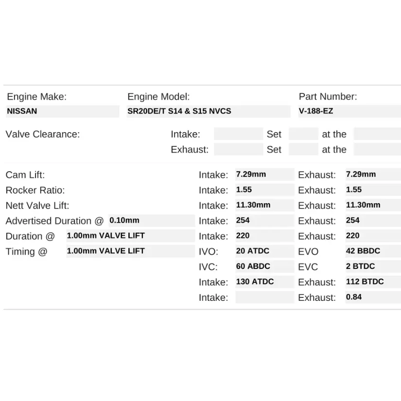 Kelford Cams 254/254 Drop-In Cams Nissan SR20DET S14 S15 NVCS Turbo - Image 2