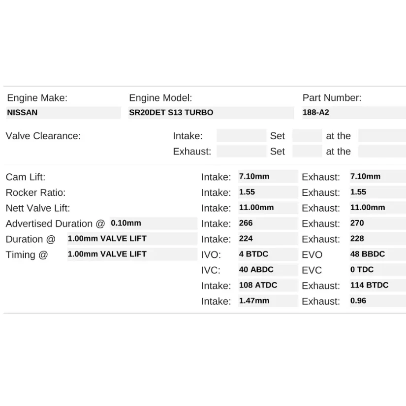 Kelford Cams 266/270 High Performance Drop-In Cams Nissan SR20DET S13 Turbo - Image 2