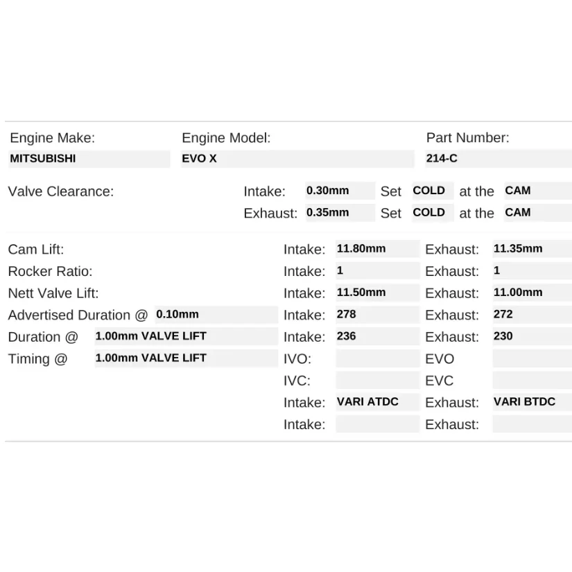 Kelford Cams 278/272 Stage 3 Race Cams Misubishi 4B11T EVO X - Image 3