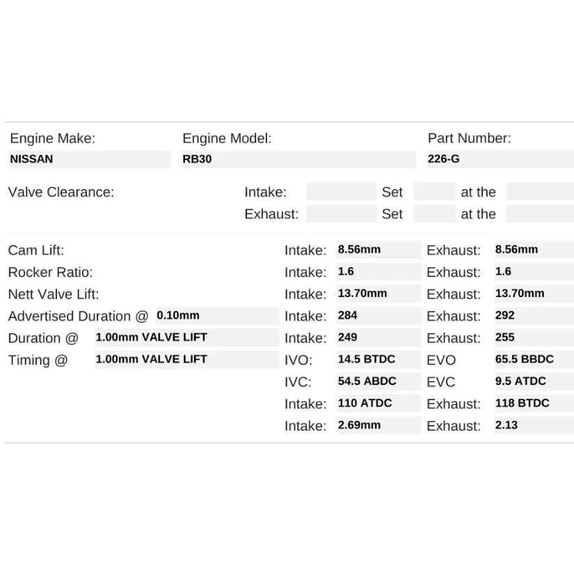 Kelford Cams 284/292 Performance Cam Nissan RB30E SOHC Turbo - Image 2