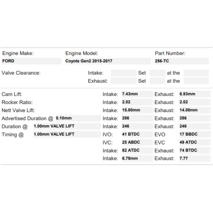 Kelford Cams 286/288 Stage 3 Drag Race Cams Ford Coyote Gen 2 Turbo - Image 2