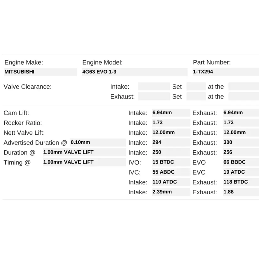 Kelford Cams 294/300 Extreme Drag Race Cams Mitsubishi 4G63 EVO 1-3 - Image 2