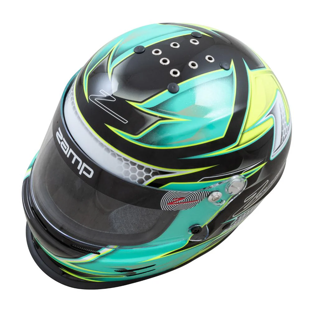Zamp RZ 42 Youth Helmet SNELL CMR2016 - Green / Silver - Image 2